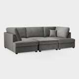 Grey Fabric U Shape Fullback Corner Sofa