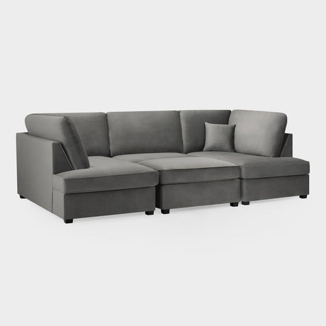 Grey Fabric U Shaped Fullback Corner Group Sofa