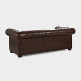 Antique Brown Bonded Leather 3 Seater Chesterfield Sofa