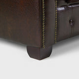 Antique Brown Bonded Leather 3 Seater Chesterfield Sofa