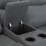 Grey Fabric Electric Recliner Armchair with Cup Holder