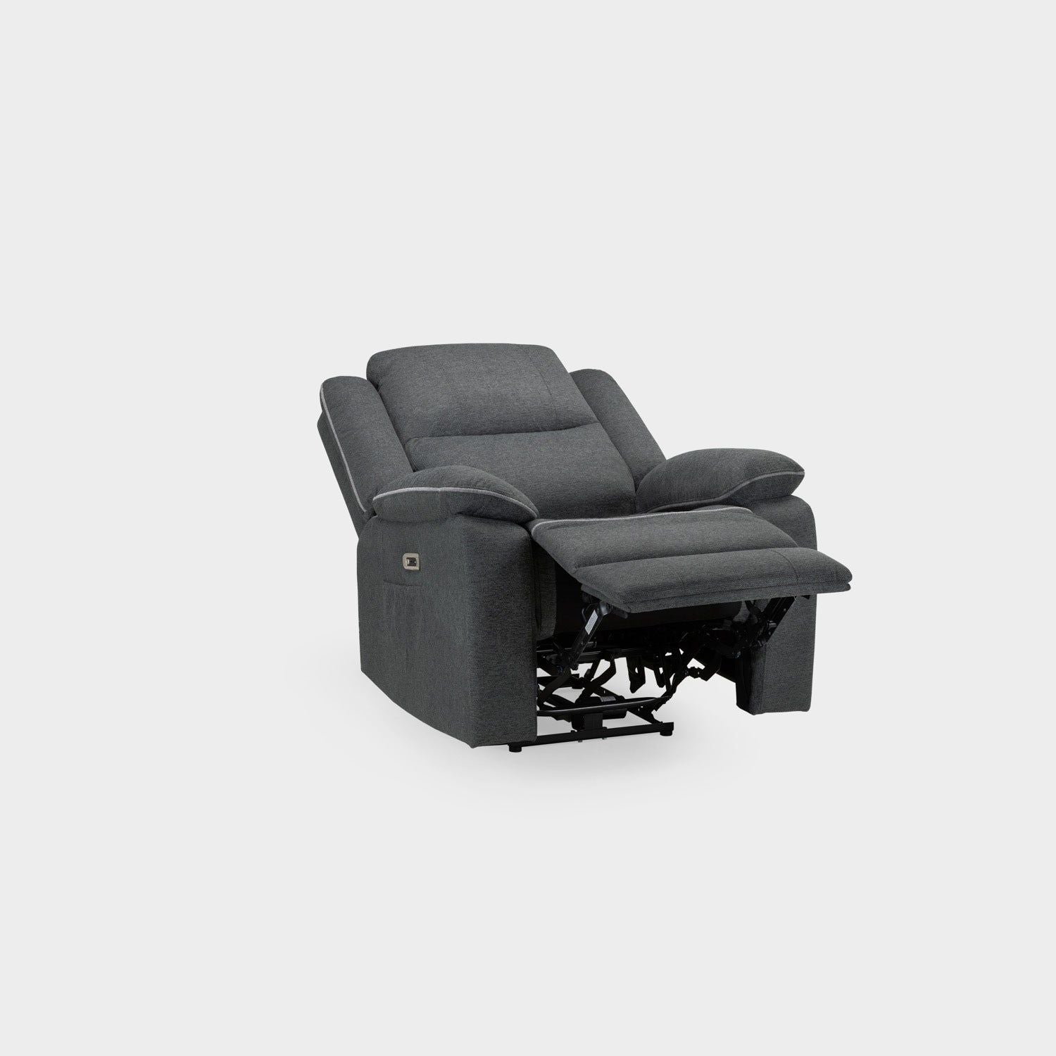 Grey Fabric Electric Recliner Armchair with Cup Holder