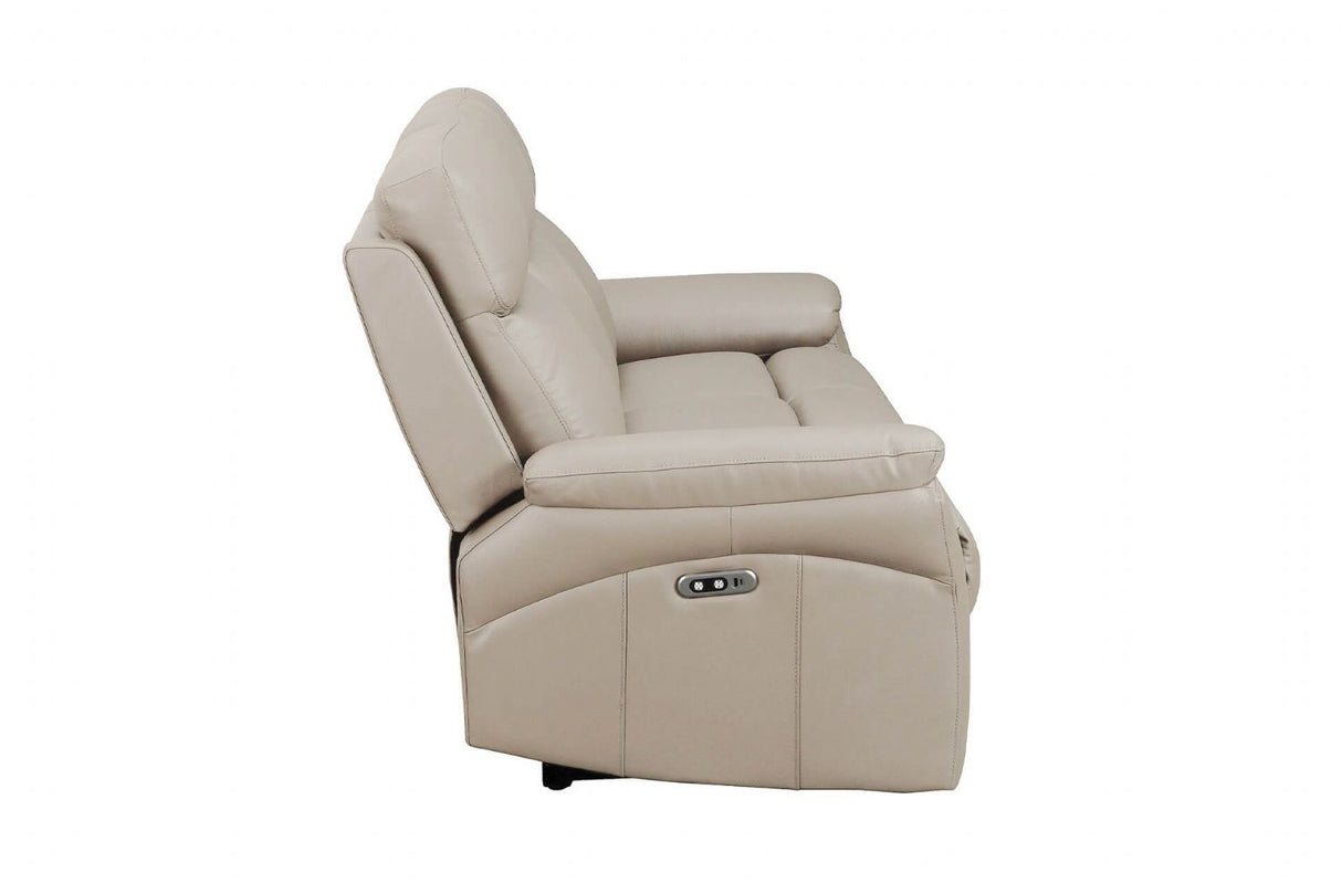 Cashmere Cream Leather 3 Seater Electric Recliner Sofa