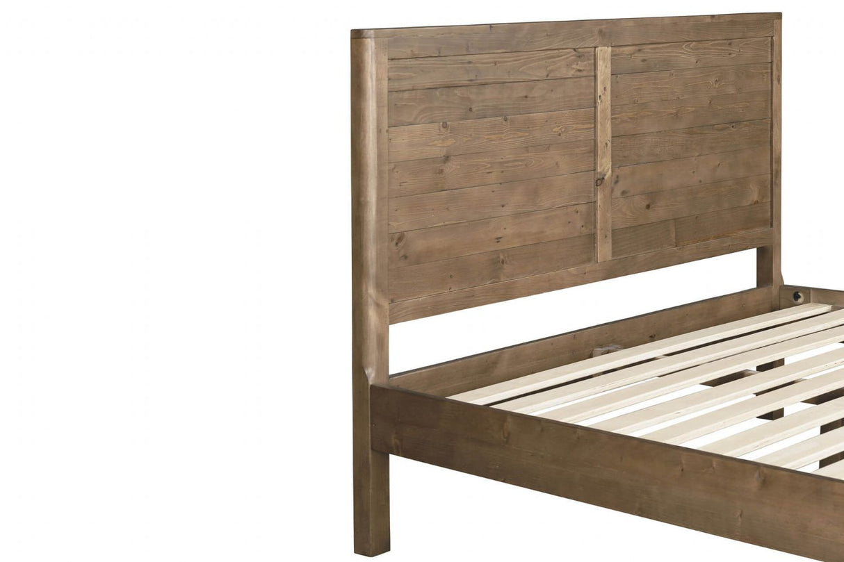 Rustic Pine Wooden King Size Bed Frame with Solid Legs