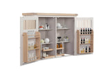 Taupe Wooden Larder Hutch Storage Washed Oak Top