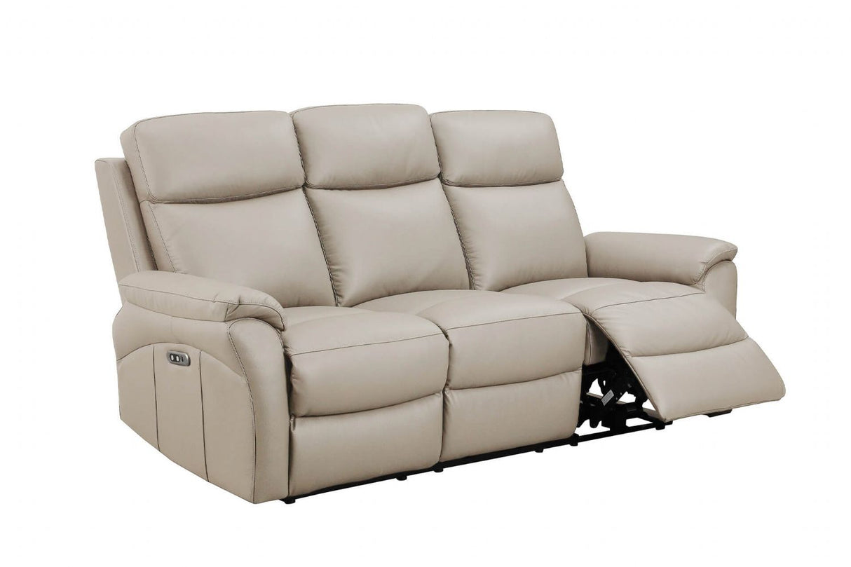 Cashmere Cream Leather 3 Seater Electric Recliner Sofa