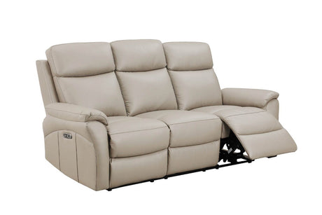 Cashmere Cream Leather 3 Seater Electric Recliner Sofa