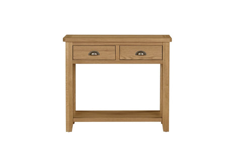 Natural Oak 2 Drawer Console Table with Shelf