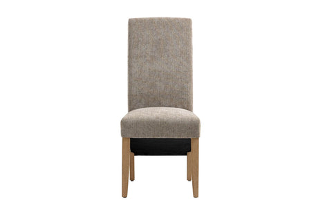 Mink Fabric High Back Dining Chair with Oak Legs