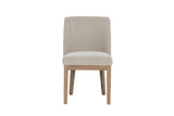 Latte Fabric Dining Chair with Solid Wooden Legs