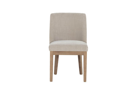 Latte Fabric Dining Chair with Solid Wooden Legs