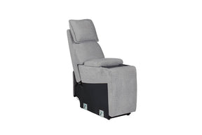 Greige Fabric Console Sectional with Wireless Charging Pad