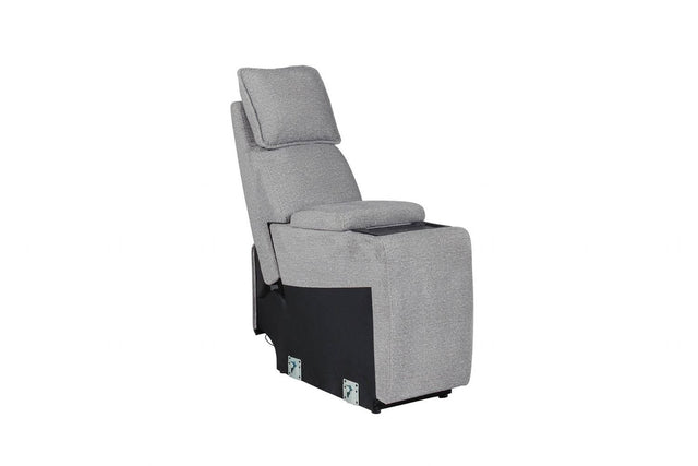 Greige Fabric Console Sectional with Wireless Charging Pad