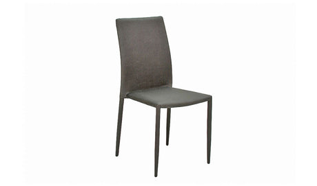 Grey Fabric Tall Back Dining Chair with Metal Legs