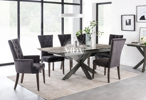 Grey Ceramic Top Large Extending Dining Table