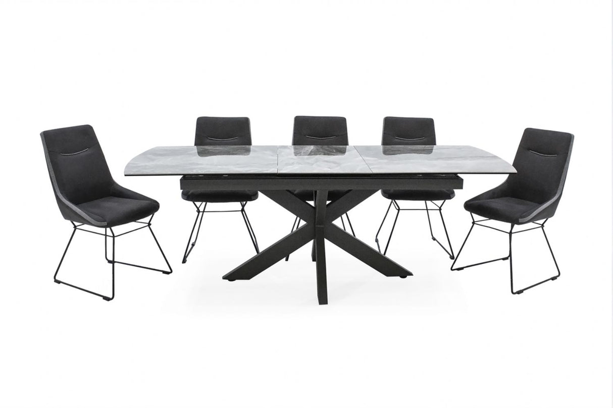 Grey Ceramic Top Large Extending Dining Table