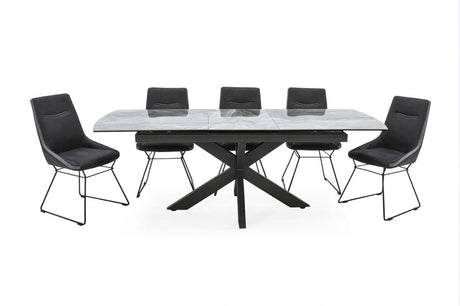 Grey Ceramic Top Large Extending Dining Table