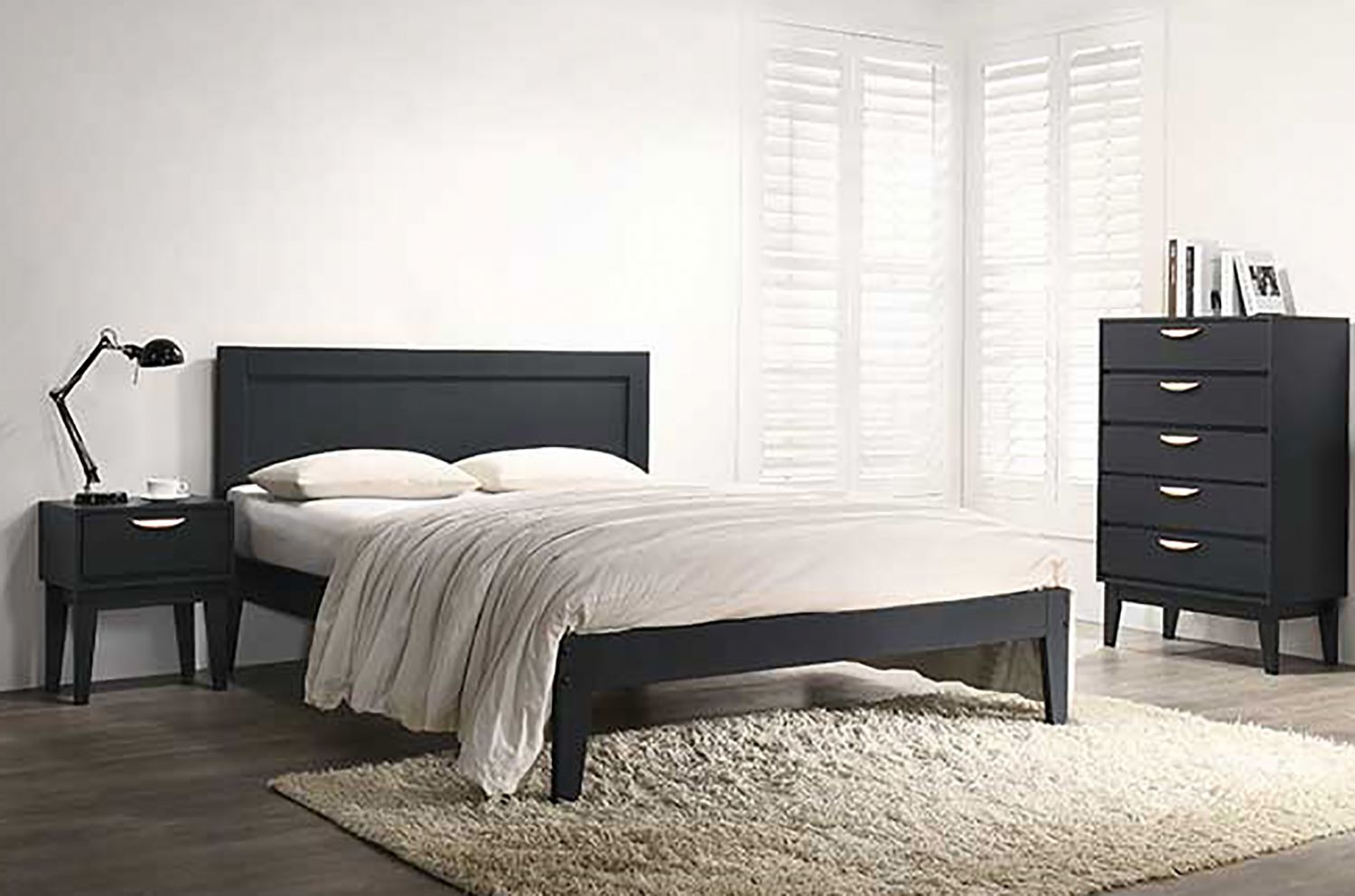 Modern Blue Wooden 1 Drawer Bedside Table Cabinet