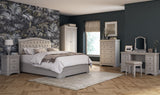 Taupe Wood Dressing Table Stool Fabric Seat