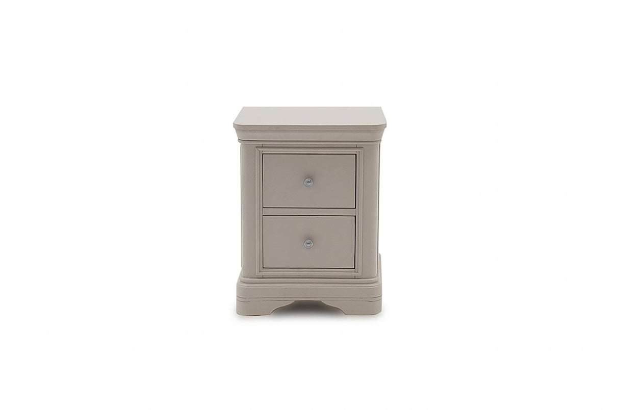 Taupe Painted Wooden 2 Drawer Bedside Table