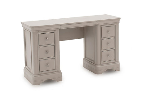 Taupe Painted Wooden Double Pedestal 6 Drawer Dressing Table