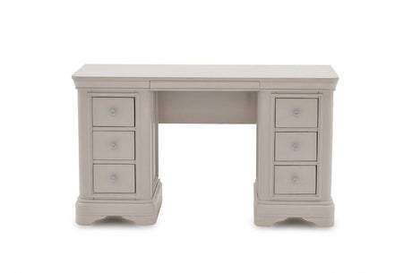 Taupe Painted Wooden Double Pedestal 6 Drawer Dressing Table
