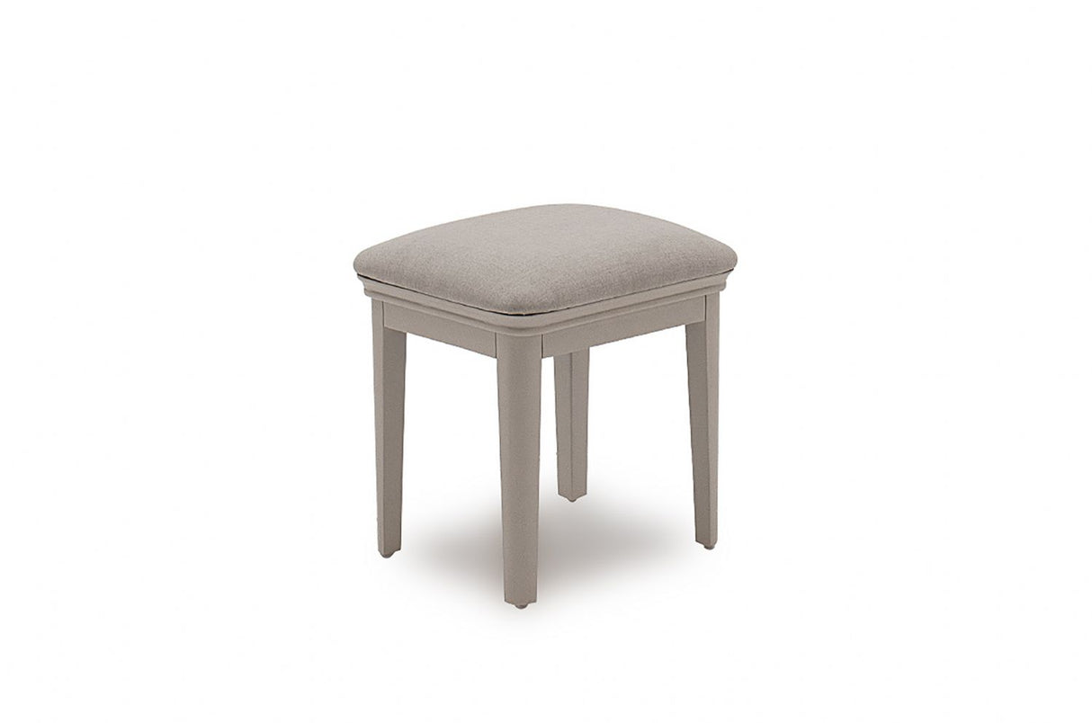Taupe Wood Dressing Table Stool Fabric Seat