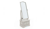 Taupe Painted Wood Cheval Mirror with Drawer