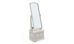 Taupe Painted Wood Cheval Mirror with Drawer