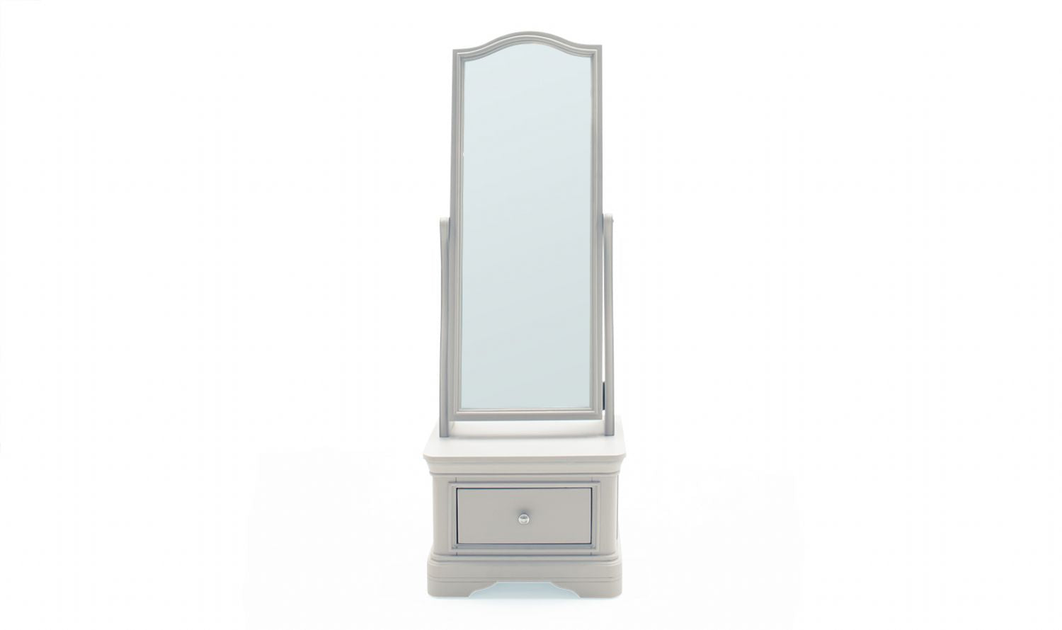 Taupe Painted Wood Cheval Mirror with Drawer