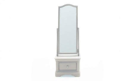 Taupe Painted Wood Cheval Mirror with Drawer