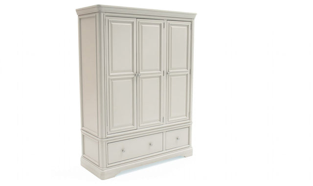 Taupe Painted Wood 3 Door Triple Combi Wardrobe