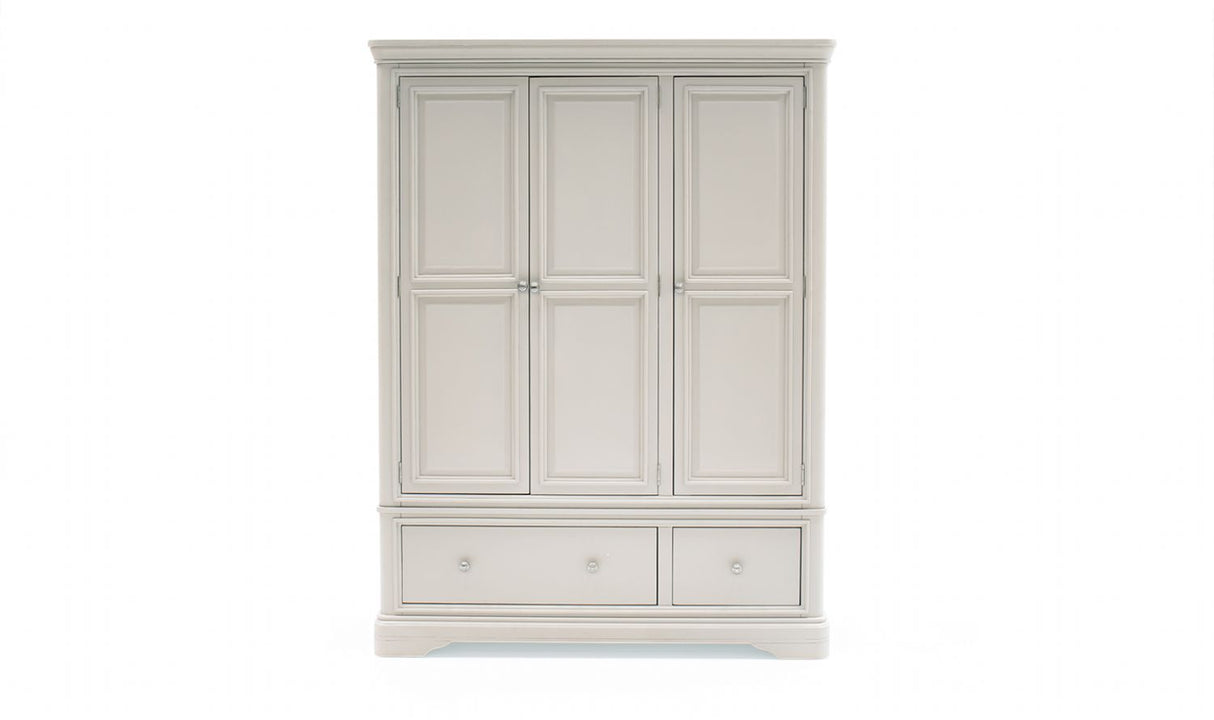 Taupe Painted Wood 3 Door Triple Combi Wardrobe
