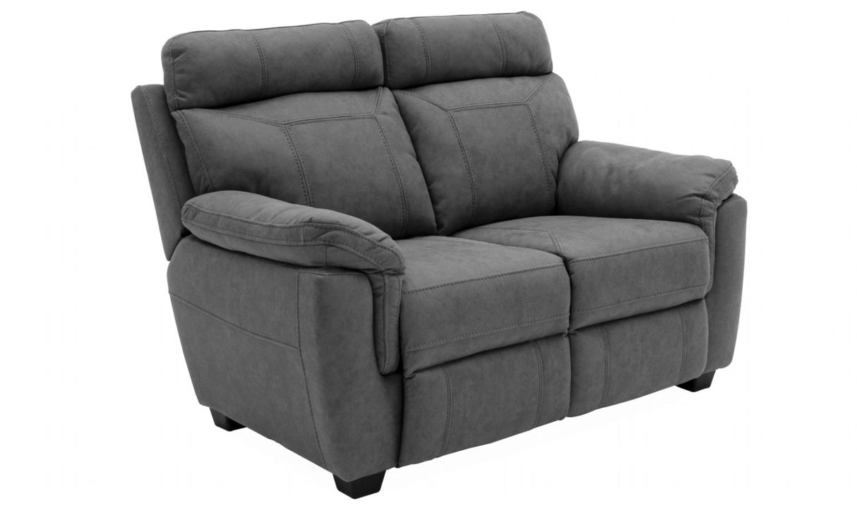 Modern Grey Textured Fabric 2 Seater Sofa with Contrast Stitching