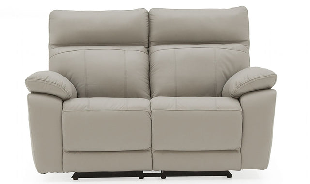 Grey Leather 2 Seater Electric Reclining Sofa