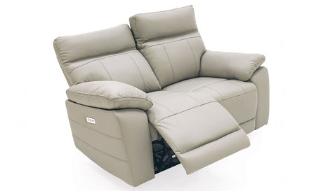 Grey Leather 2 Seater Electric Reclining Sofa