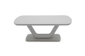 Matt Light Grey Finish 110cm Coffee Table Glass Top