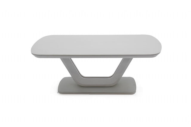 Matt Light Grey Finish 110cm Coffee Table Glass Top