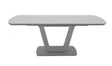 Grey Gloss Rectangular 160 to 200cm Extending Dining Table with Glass Top