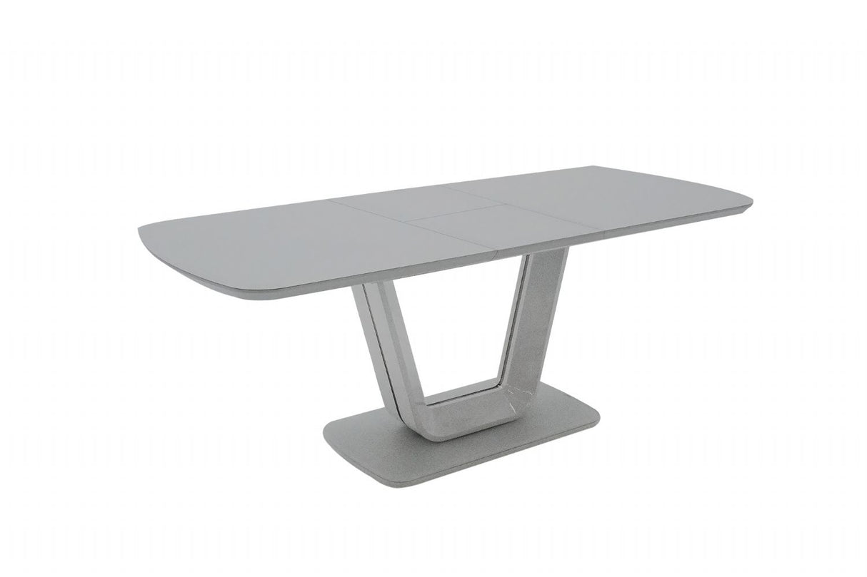 Grey Gloss Rectangular 160 to 200cm Extending Dining Table with Glass Top