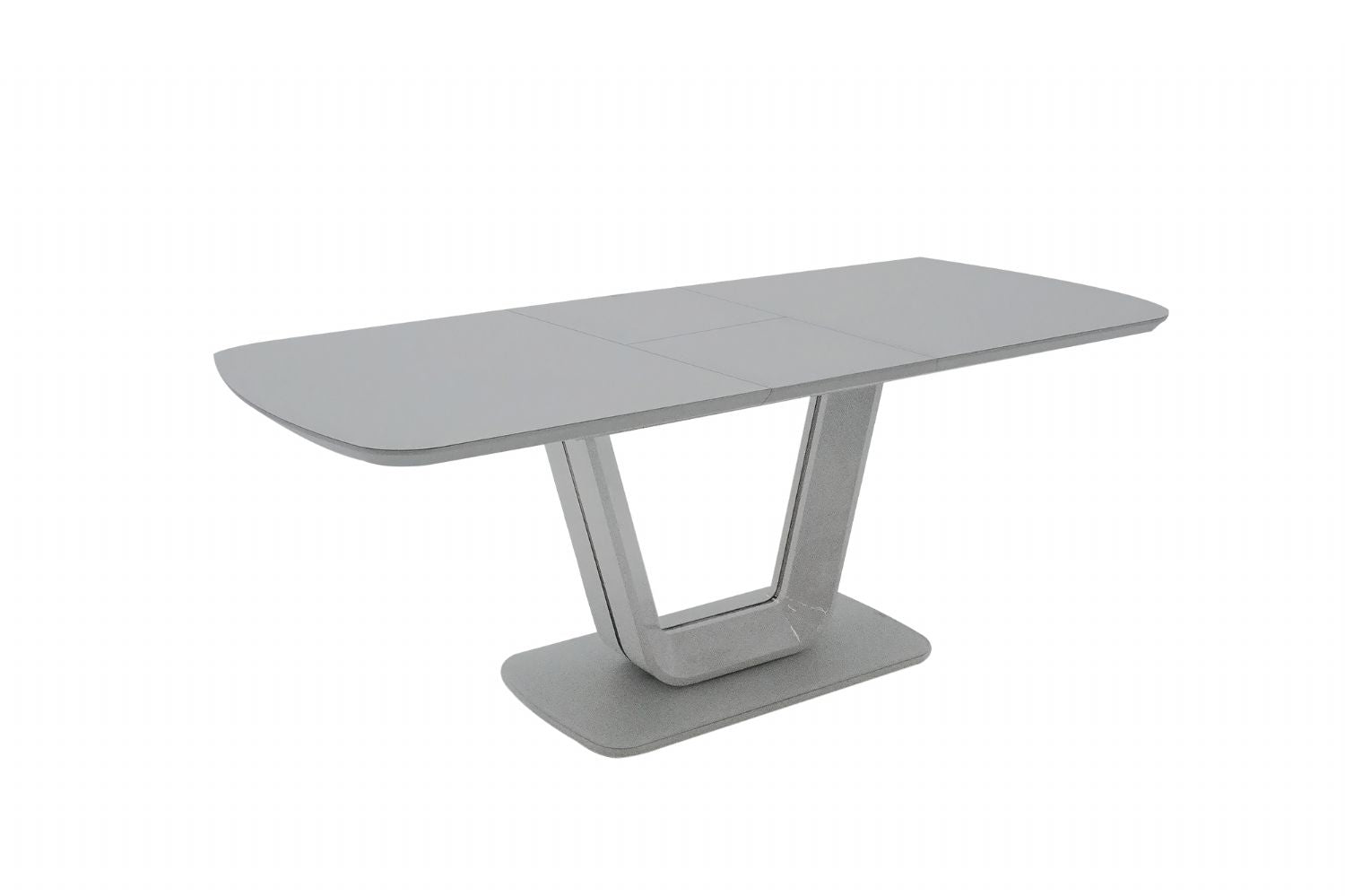 Grey Glass Top Rectangular Extending Dining Table 1.6m to 2m