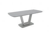Grey Gloss Rectangular 160 to 200cm Extending Dining Table with Glass Top