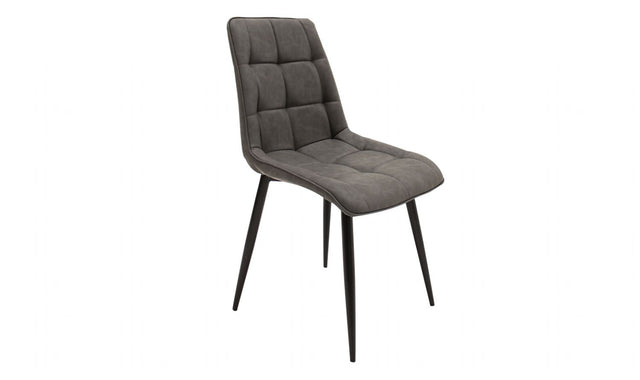 Grey Curved Back Padded Dining Chair Black Legs