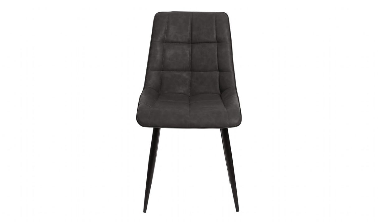 Grey Curved Back Padded Dining Chair Black Legs