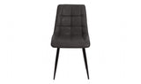 Grey Curved Back Padded Dining Chair Black Legs