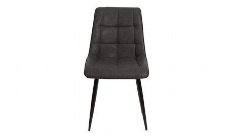 Grey Curved Back Padded Dining Chair Black Legs