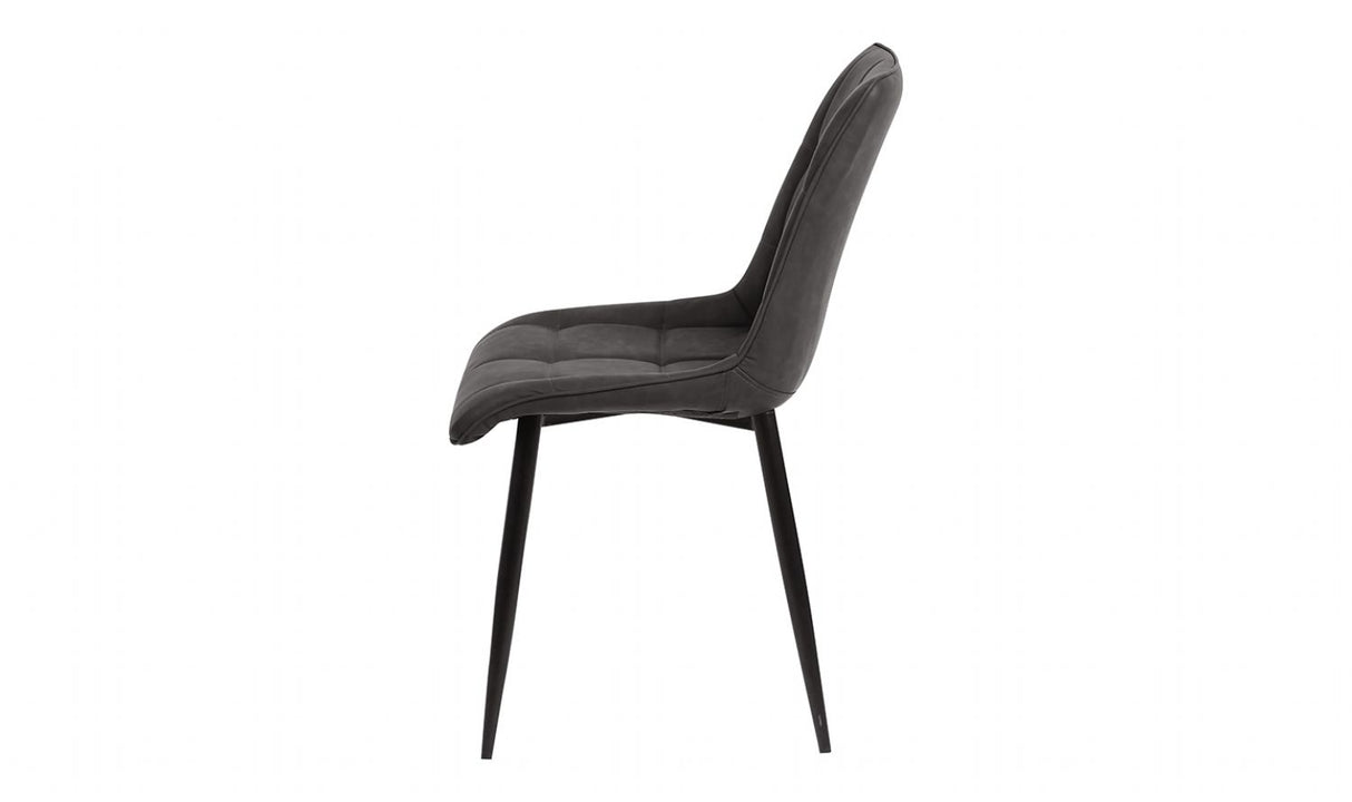 Grey Curved Back Padded Dining Chair Black Legs