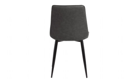 Grey Curved Back Padded Dining Chair Black Legs