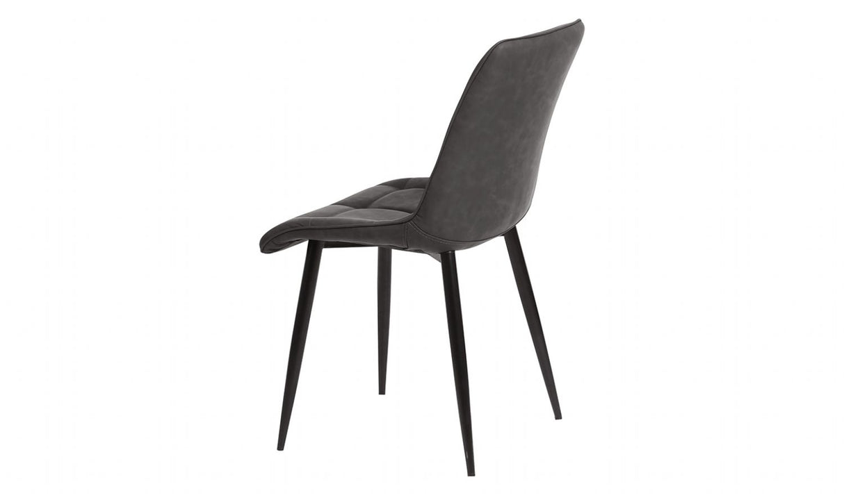 Grey Curved Back Padded Dining Chair Black Legs