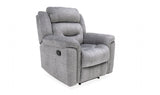 Grey Velvet Upholstered 1 Seater Manual Recliner Lounge Armchair